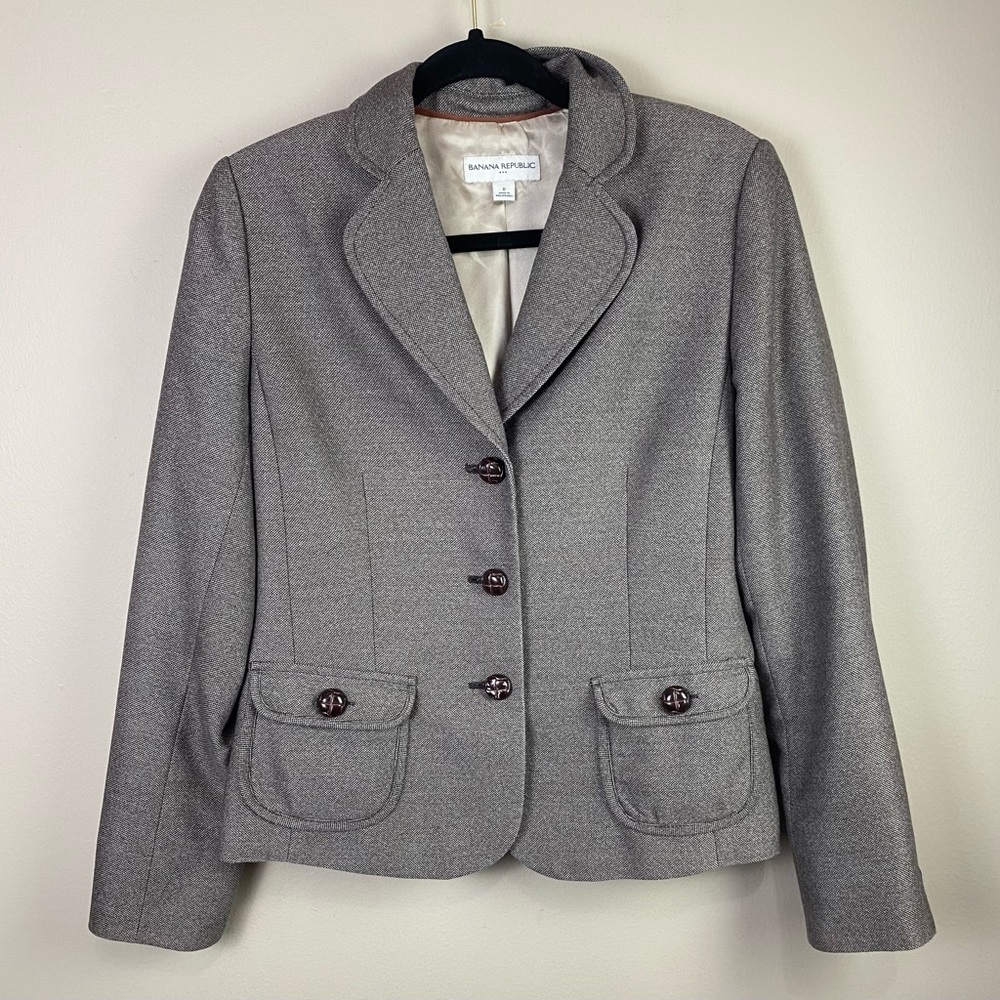 Banana Republic Brown Button Blazer Jacket Career Professional Size 8.